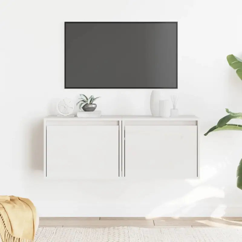 Wandplanken van massief grenenhout voor je interieur en tv-meubel - Wit / 2 / 1 - Wandplanken