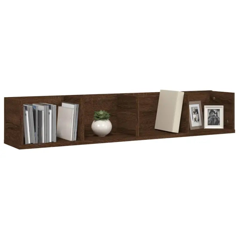 Wandplanken voor bewerkt hout opslag van cd’s en dvd’s - bruin eikenkleur / 1 - Wandplanken