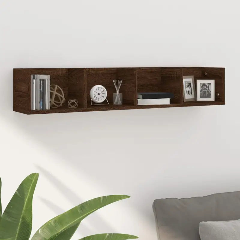 Wandplanken voor bewerkt hout opslag van cd’s en dvd’s - bruin eikenkleur / 1 - Wandplanken