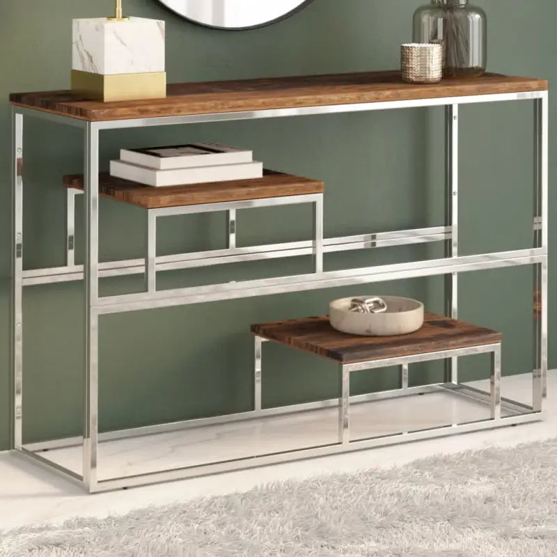 Wandtafel met gehard glas voor decoratie en functionaliteit - Zilver / 1 / Hout - Consoletafels