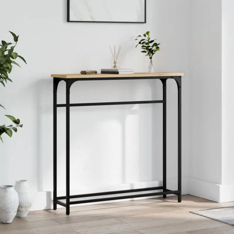 Wandtafel van bewerkt hout met metalen frame en verstelbare poten - Sonoma eiken / 1 - Bijzettafels