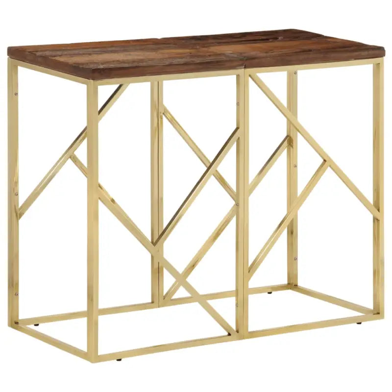 Wandtafel van massief gerecycled hout voor stijlvolle en duurzame decoratie - Goud / 1 / Hout - Bijzettafels