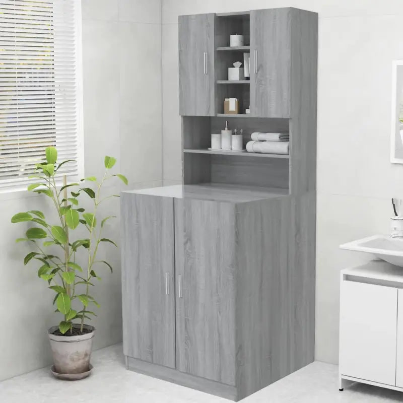 Wasmachinekast voor extra opbergruimte in de badkamer - Grijs sonoma - Accessoires voor wasmachines & drogers