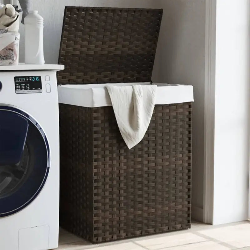 Wasmanden van poly rattan met inklapbaar ontwerp voor rustieke charme - Donkerbruin / 1 - Wasmanden
