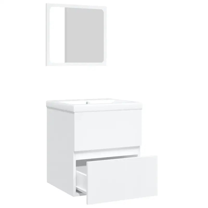 Wastafelkast met spiegel in wit materiaal en opvallende totale afmetingen - Badkamerkaptafels