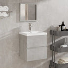 Wastafelkast met spiegel in wit materiaal en opvallende totale afmetingen - Betongrijs / 41 x 38.5 x 45 cm / 1