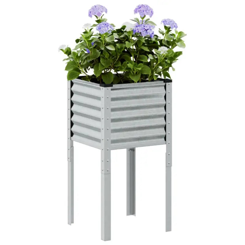 Weervast staal plantenbak voor tuin balkon en terras decoratie - Gegalvaniseerd staal/Grijs / 45 x 45 x 88 cm / 1