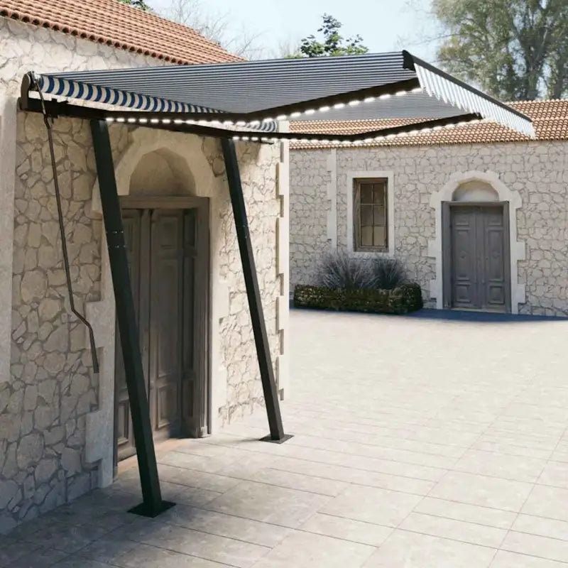 Wees voorzichtig met de buitenluifel van gepoedercoat aluminium - Blauw en wit / 3.5 x 2.5 m / 1 - Zonwering