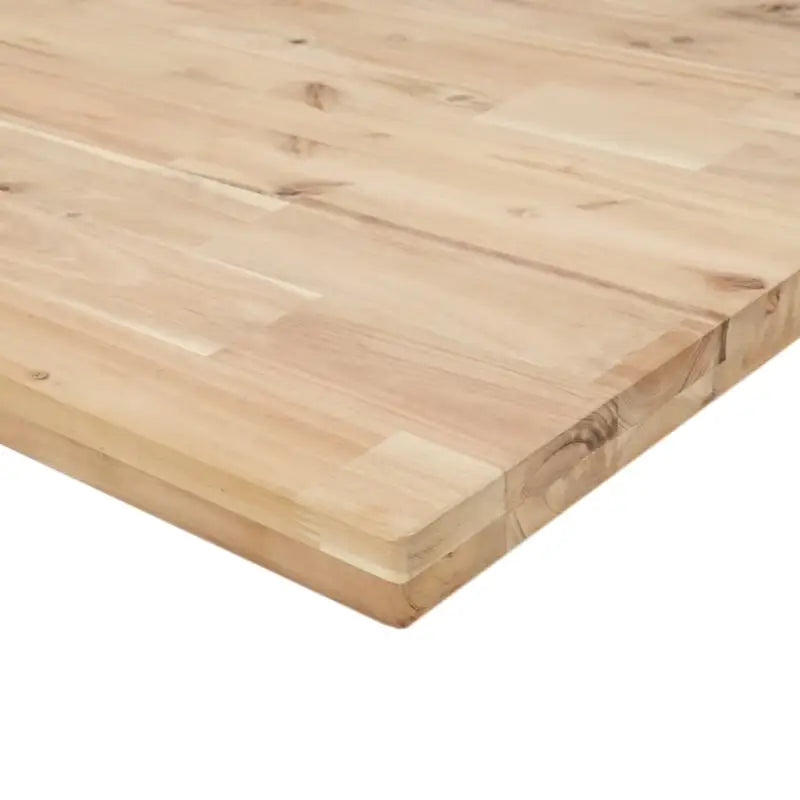 Werkbank in massief acaciahout met gepoedercoate metalen structuur - Bruin en wit / 100 x 60 x (73-99.5) cm / 1