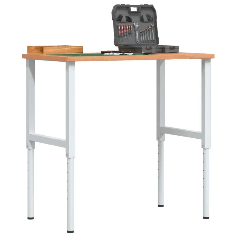 Werkbank met massief beukenhout en groot werkgebied - Donkerbruin en wit / 100 x 60 x (71.5-98) cm / 1 - Werkbanken