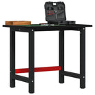 Werkbank met massief eikenhout en gepoedercoat metaal voor groot werkgebied - Donkerbruin / 100 x 60 x 81.5 cm / 1