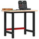 Werkbank van massief eikenhout met groot werkgebied en gepoedercoat metaal - Bruin / 100 x 60 x 83 cm / 1 - Werkbanken