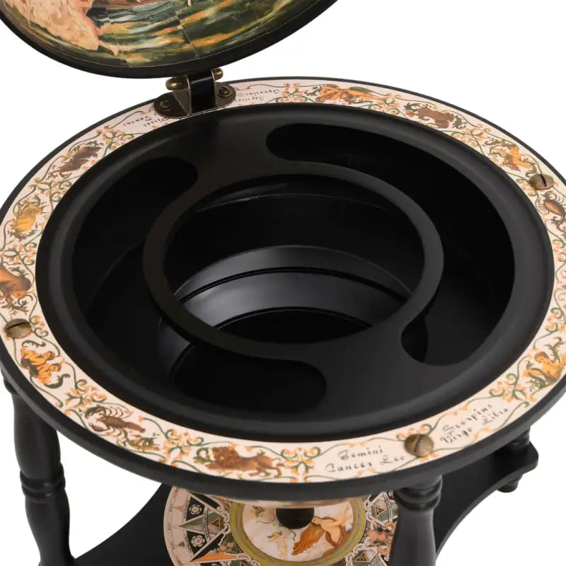 Wijnkast met wereldbol in massief eucalyptushout voor stijlvolle opslag - Wijnkasten & drankkasten