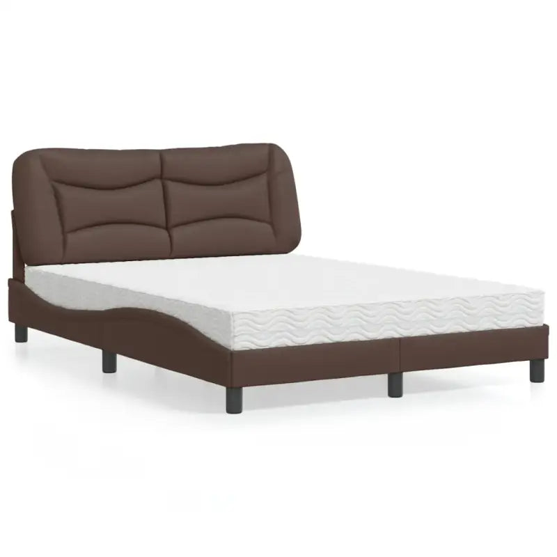 Wit materiaal bed met multiplex lattenbodem en 22d pu-schuim matras - Bruin / 120 x 200 cm - Bedden & bedframes