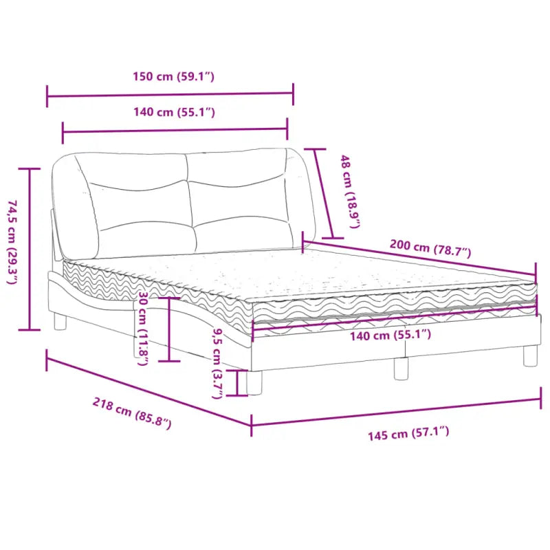 Wit materiaal bed met multiplex lattenbodem en 22d pu-schuim matras - Bedden & bedframes