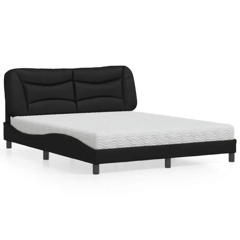 Wit materiaal bed met multiplex lattenbodem en 22d pu-schuim matras - Zwart / 160 x 200 cm - Bedden & bedframes