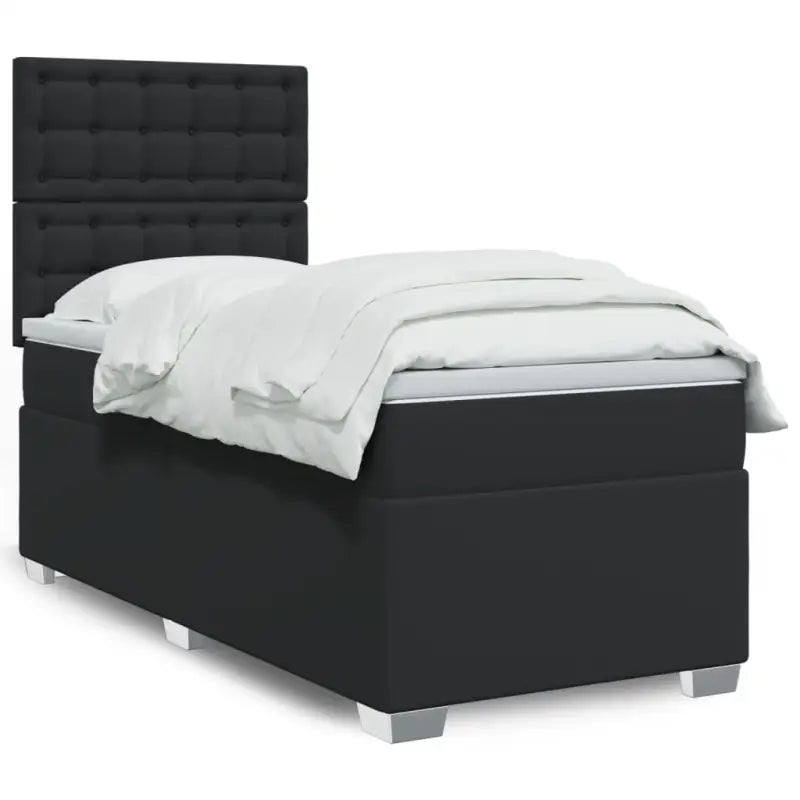 Wit materiaal boxspring met hoogte verstelbaar en massief grenenhout - Zwart / 80 x 200 cm / knoppwn - Bedden &
