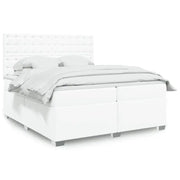 Wit materiaal boxspring met hoogte verstelbaar en massief grenenhout - Bedden & bedframes