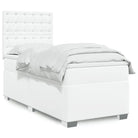 Wit materiaal boxspring met hoogte verstelbaar en massief grenenhout - Wit / 90 x 190 cm / knoppwn - Bedden & bedframes