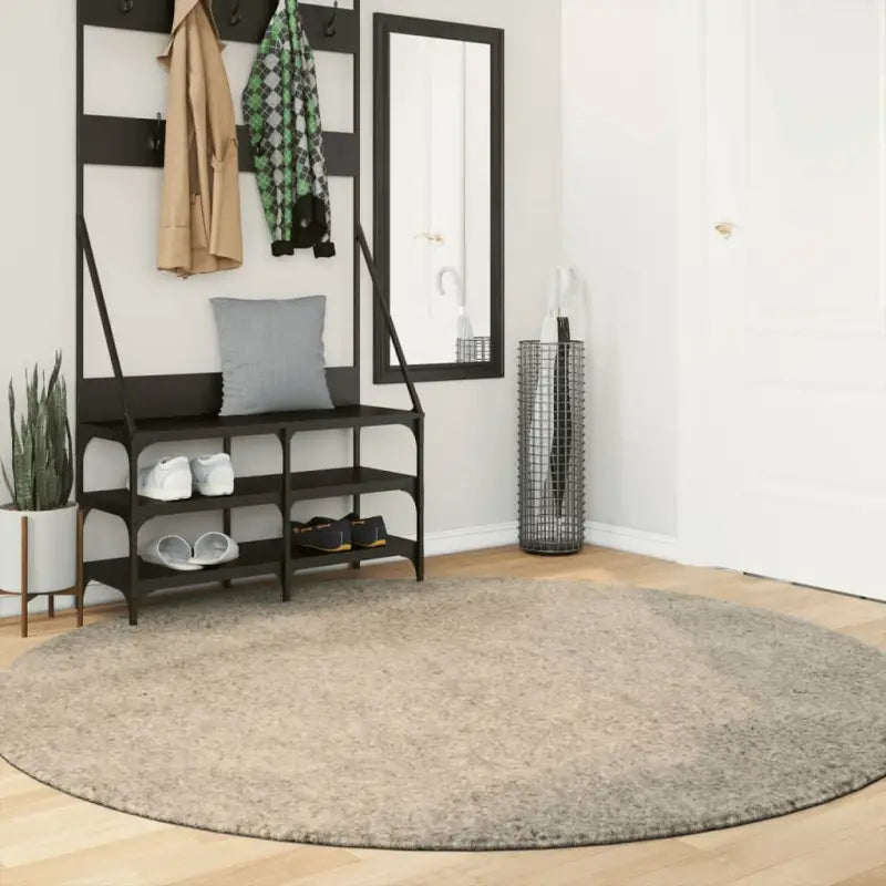 Zacht vloerkleed van polyester getest op schadelijke stoffen - Beige / Ø 200 cm - Vloerkleden