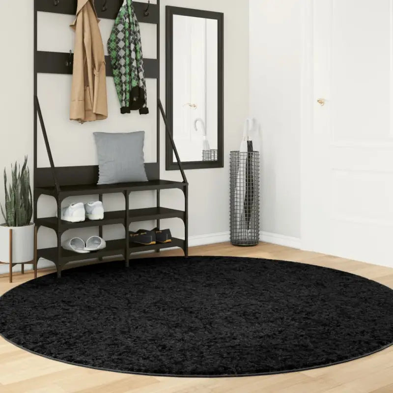 Zacht vloerkleed van polyester met STANDARD 100 op schadelijke stoffen - Zwart / Ø 200 cm - Vloerkleden