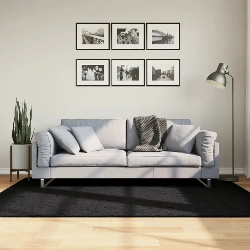 Zacht vloerkleed van polyester met STANDARD 100 op schadelijke stoffen - Zwart / 140 x 200 cm - Vloerkleden