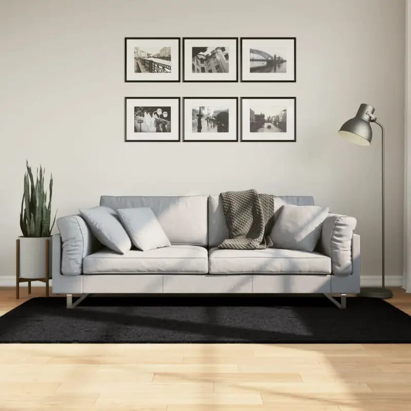 Zacht vloerkleed van polyester met STANDARD 100 op schadelijke stoffen - Zwart / 100 x 200 cm - Vloerkleden