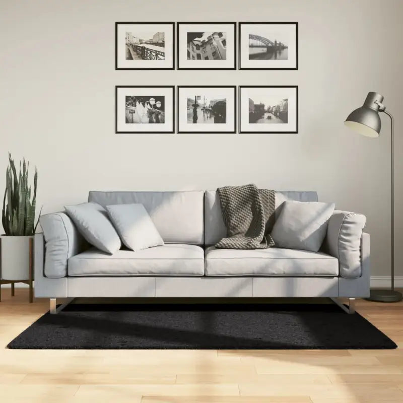 Zacht vloerkleed van polyester met STANDARD 100 op schadelijke stoffen - Zwart / 80 x 150 cm - Vloerkleden