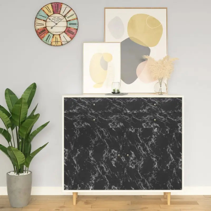Zelfklevende meubelfolie met hout-look nerven voor interieurupgrades - Zwart / 1 - Ruitenfolie