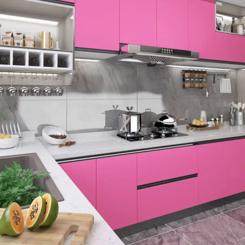 Zelfklevende meubelfolie voor een frisse look in je interieur - hoogglans roze / 1 - Ruitenfolie