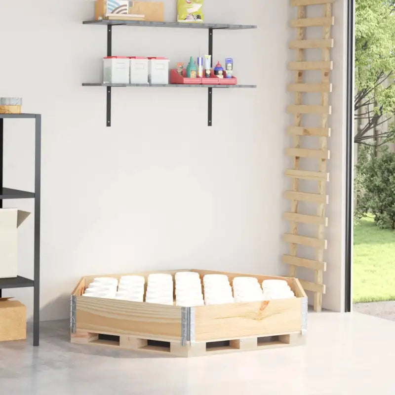 Zeshoekige verhoogde plantenbak van massief grenenhout met gegalvaniseerde scharnieren - Naturel / 160 x 160 cm / 1