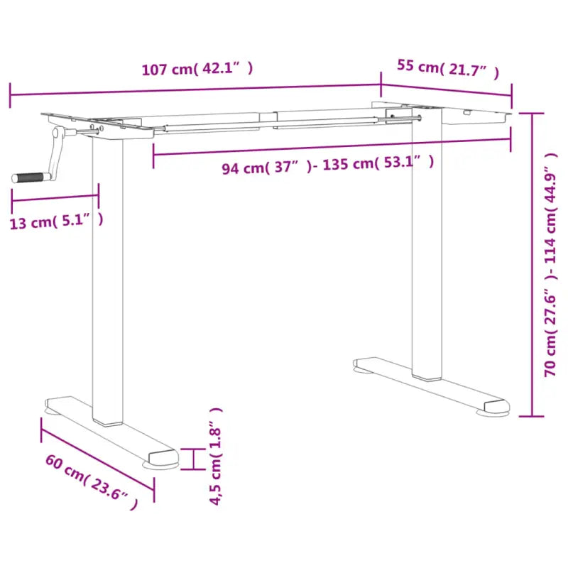 Zit-sta bureauframe voor een elegante en stabiele werkplek - Bureaus