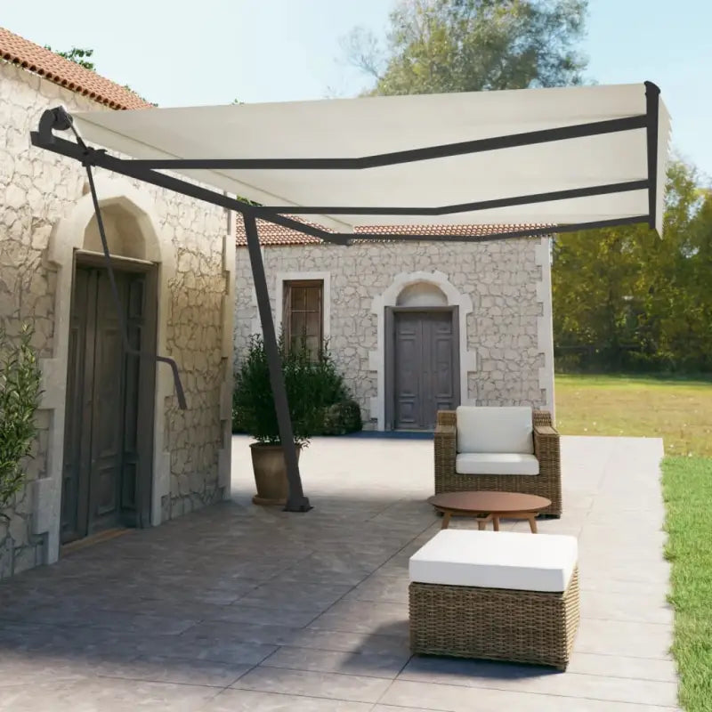 Zonwering Luifelpaalset voor ondersteuning en schaduw in tuin of terras - Antraciet / 600 x 245 cm / 1 - Zonwering