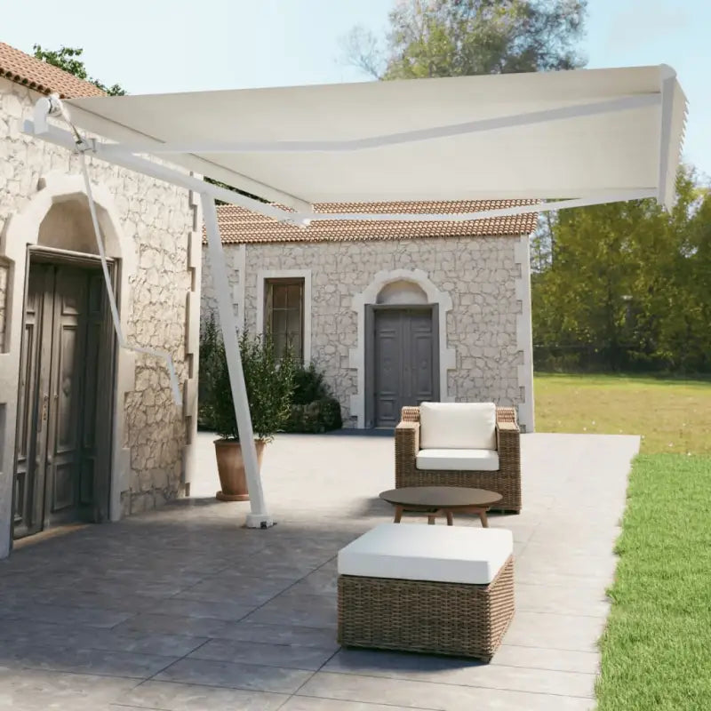 Zonwering Luifelpaalset voor ondersteuning en schaduw in tuin of terras - Wit / 450 x 245 cm / 1 - Zonwering