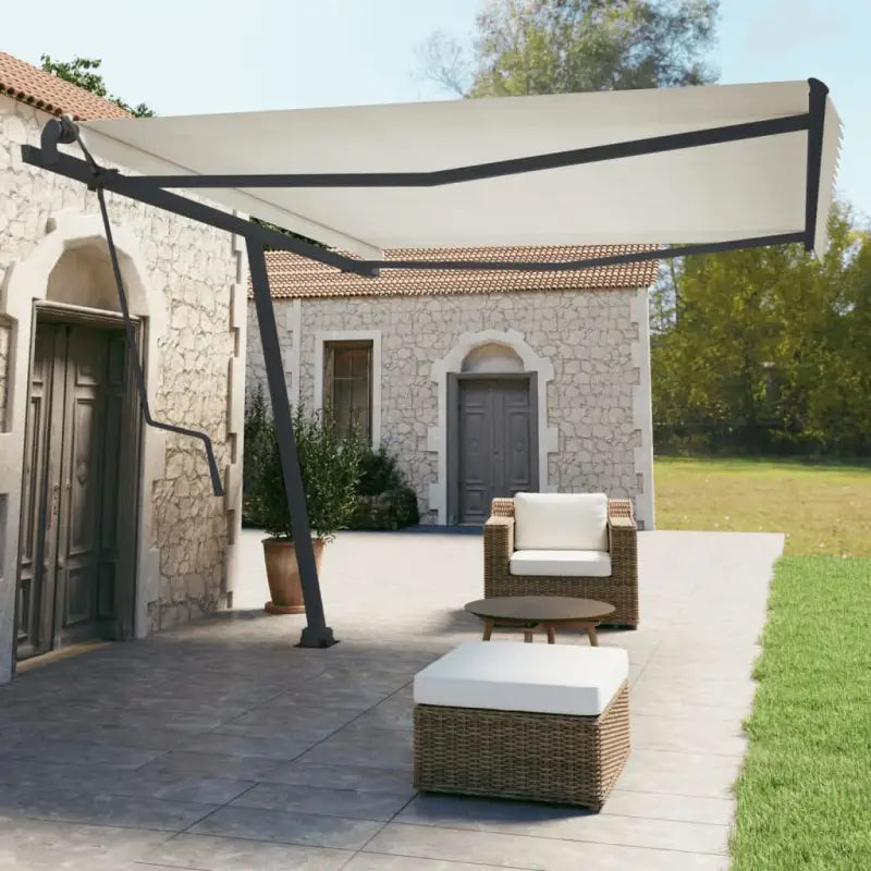 Zonwering Luifelpaalset voor ondersteuning en schaduw in tuin of terras - Antraciet / 450 x 245 cm / 1 - Zonwering