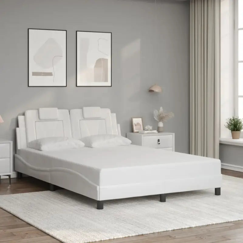 Zwart bedframe met hoofdeinde en multiplex lattenbodem voor comfortabel slapen - Wit / 140 x 190 cm - Bedden & bedframes