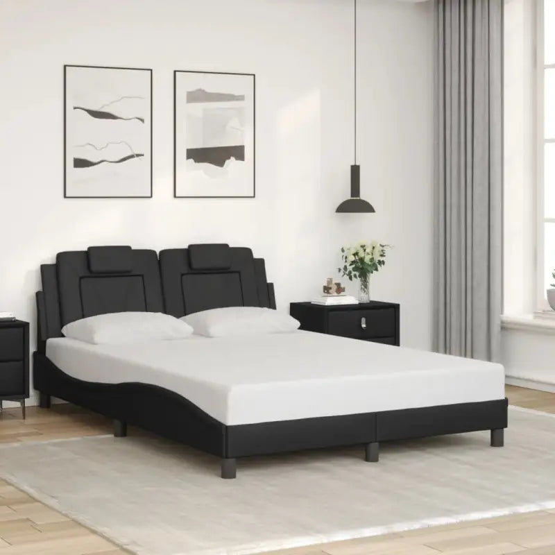 Zwart bedframe met hoofdeinde en multiplex lattenbodem voor comfortabel slapen - Zwart / 120 x 200 cm - Bedden &