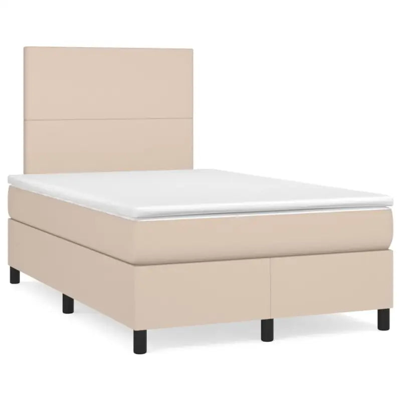Zwart Kunstleer Boxspringbed met schuim vulling en ideale afmetingen - Cappuccino / 120 x 190 cm / Effen ontwerp