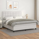 Zwart Kunstleer Boxspringbed met schuim vulling en ideale afmetingen - Wit / 180 x 200 cm / knoppwn - Bedden & bedframes
