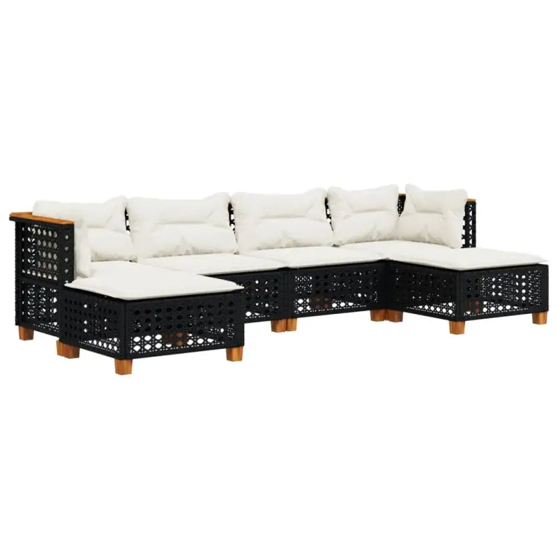Zwart loungeset met natuurlijke olieafwerking en gepoedercoat staal - Tuinsets