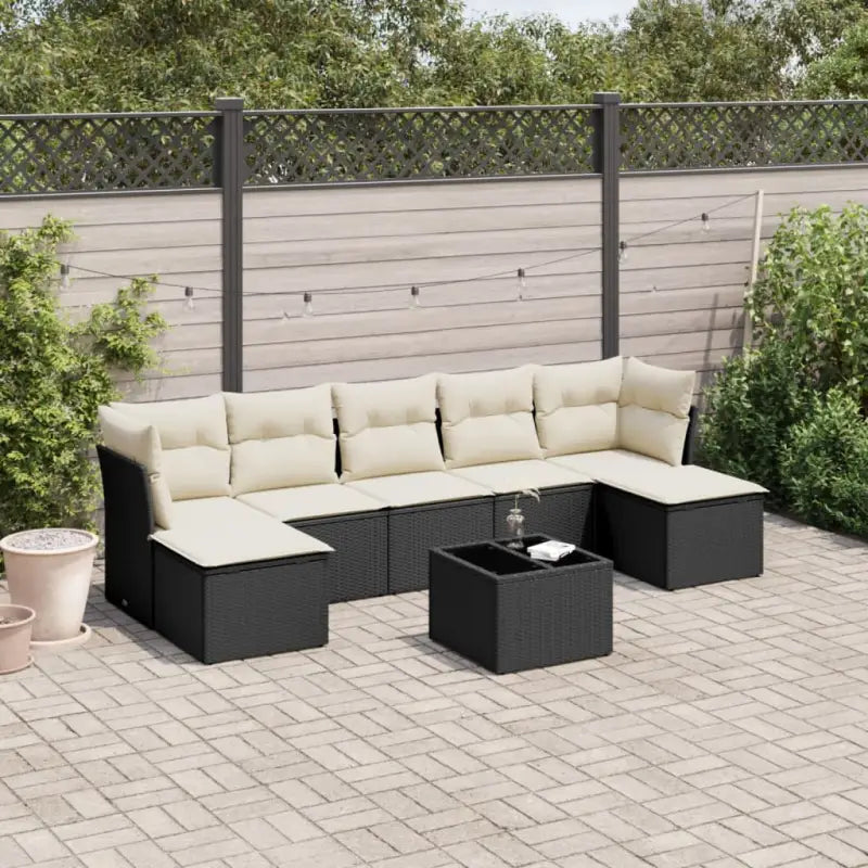 Zwart loungeset met waterdichte tas en gepoedercoat staal afmetingen - Zwart en crème / Met tafel - Tuinsets