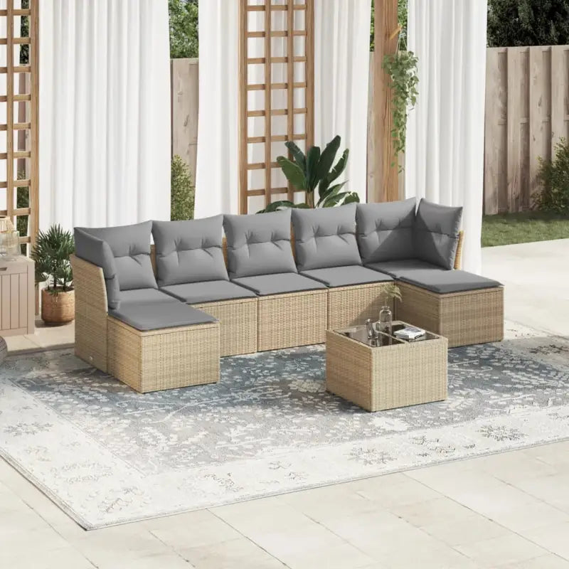 Zwart loungeset met waterdichte tas en gepoedercoat staal afmetingen - Beige en grijs / Met tafel - Tuinsets