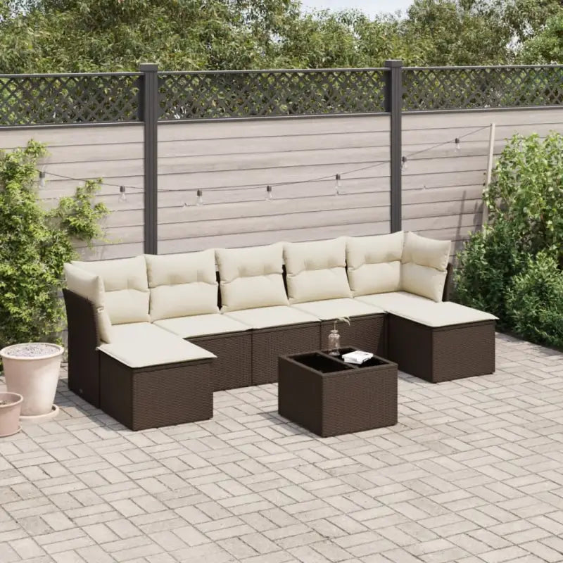 Zwart loungeset met waterdichte tas en gepoedercoat staal afmetingen - Bruin en crème / Met tafel - Tuinsets