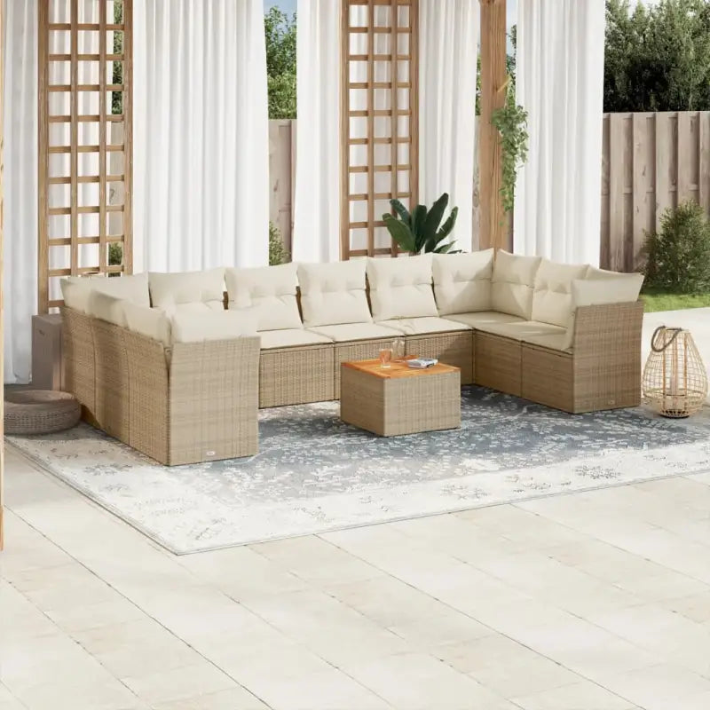 Zwart loungeset met waterdichte tas en gepoedercoat staal voor buiten genieten - beige en crèmekleurig / 4x hoek + 6x