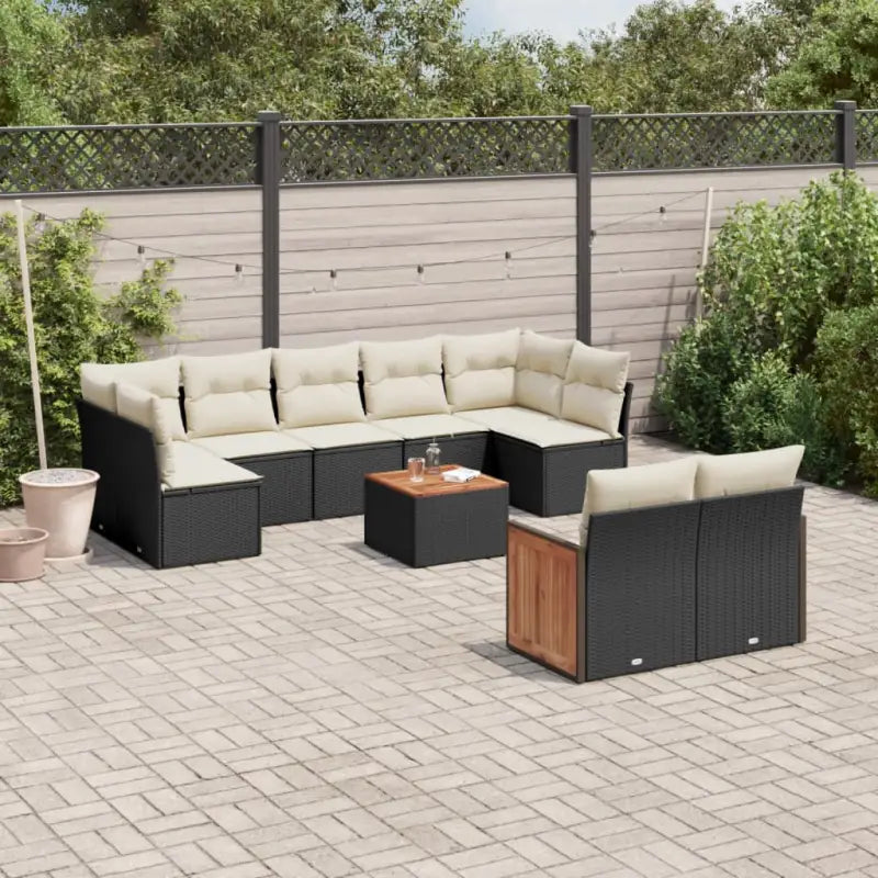 Zwart loungeset met waterdichte zak en gepoedercoat staal voor buiten - Zwart en crème / Met tafel - Tuinsets