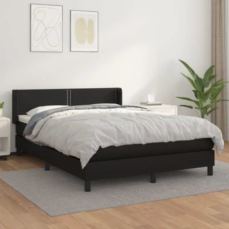 Zwart materiaal bed met schuim vulling en ideale afmetingen - Zwart / 140 x 200 cm / Effen met spijkers - Bedden &