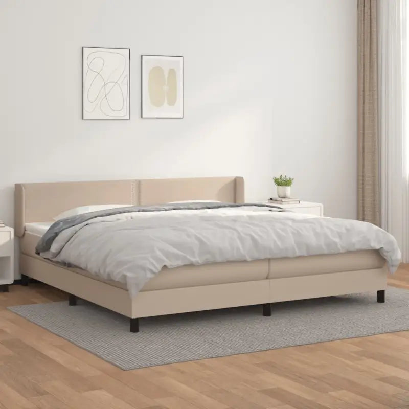 Zwart materiaal bed met schuim vulling en ideale afmetingen - Cappuccino / 200 x 200 cm / Effen met spijkers - Bedden &