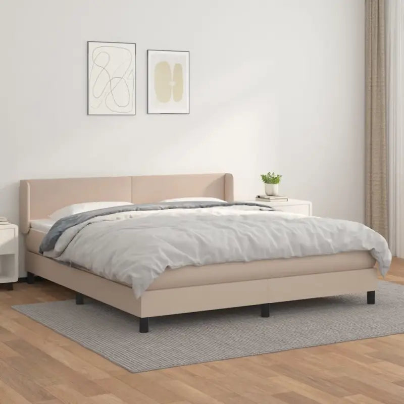 Zwart materiaal bed met schuim vulling en ideale afmetingen - Cappuccino / 160 x 200 cm / Effen ontwerp - Bedden &