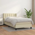 Zwart materiaal bed met schuim vulling en ideale afmetingen - Crème / 100 x 200 cm / knoppwn - Bedden & bedframes
