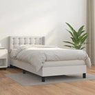 Zwart materiaal bed met schuim vulling en ideale afmetingen - Wit / 90 x 190 cm / knoppwn - Bedden & bedframes